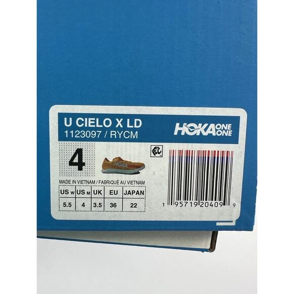 HOKA CIELO X 2 LD Track Spike Running Girls Kids Size 4 Blue Orange Sprint New - Picture 9 of 9